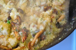 Wild Mushroom Potato Hash, in the pan - Food Gypsy