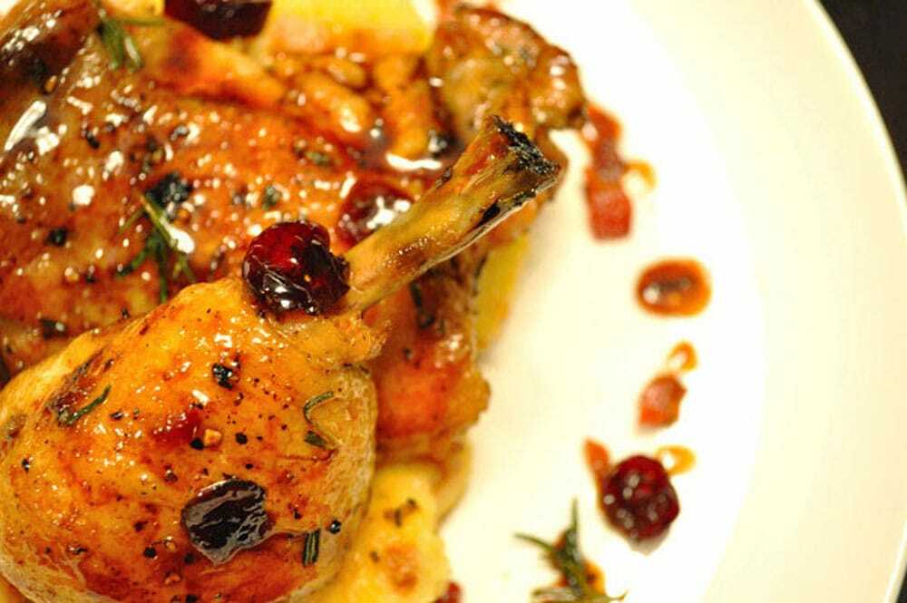 Rosemary Apple Glazed Chicken with Bacon Polenta - Food Gypsy