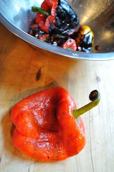 Peeling roasted peppers - Food Gypsy