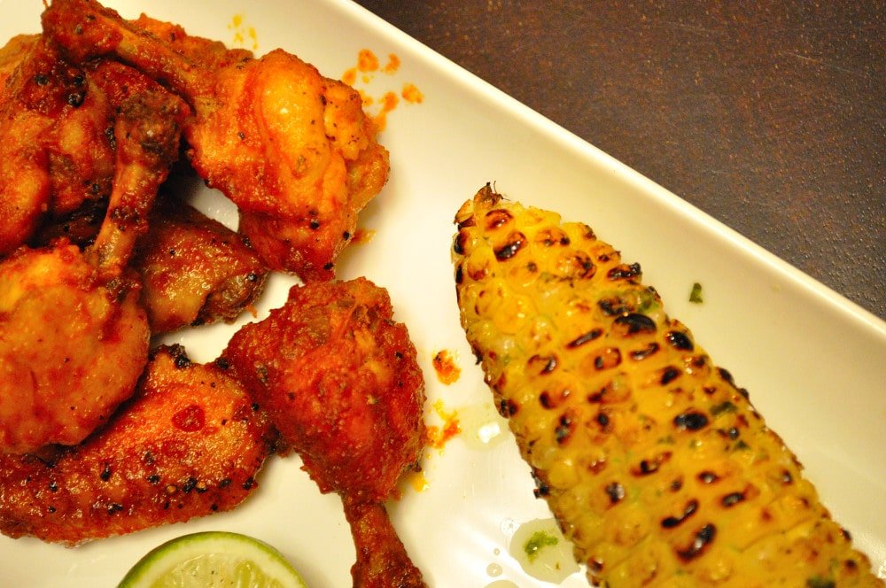 Beer Soaked Asian Buffalo Wings with Lime Cilantro Buttered Grilled Corn - Food Gypsy