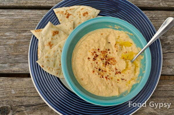 Red Lentil Hummus, plated - Food Gypsy