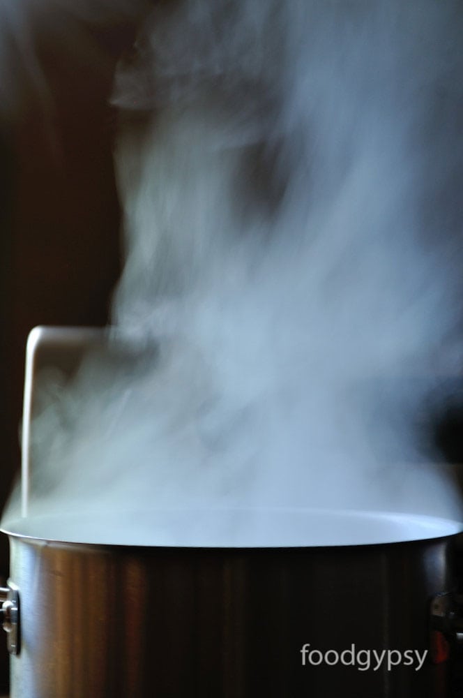 Pot of steamy water, Food Gypsy